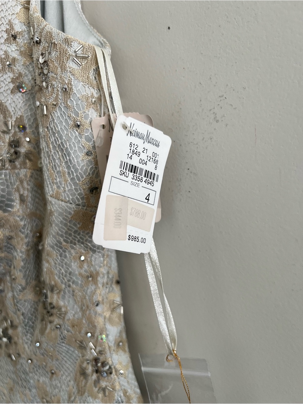 Vintage Mandalay One Shoulder Beaded Lace Cocktail Dress Neiman Marcus NWT 4 - Picture 11 of 11
